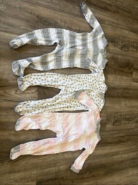 Burt's Bees Baby Neutral Gray, White & Pink Sleepers - 3 Pack